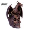 Bookshelf Display Figurine Flying Dragon Skull Resin Statue, On Human Figurine, Collectible Fantasy Statue Halloween Abstract Sculpture, Gothic Garden