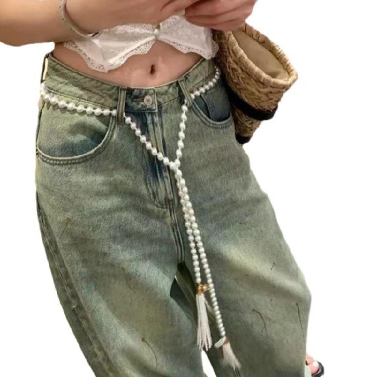 Imitation Pearls Bead Necklace Tassels Choker Elegant Fringes Neckchain Ornament