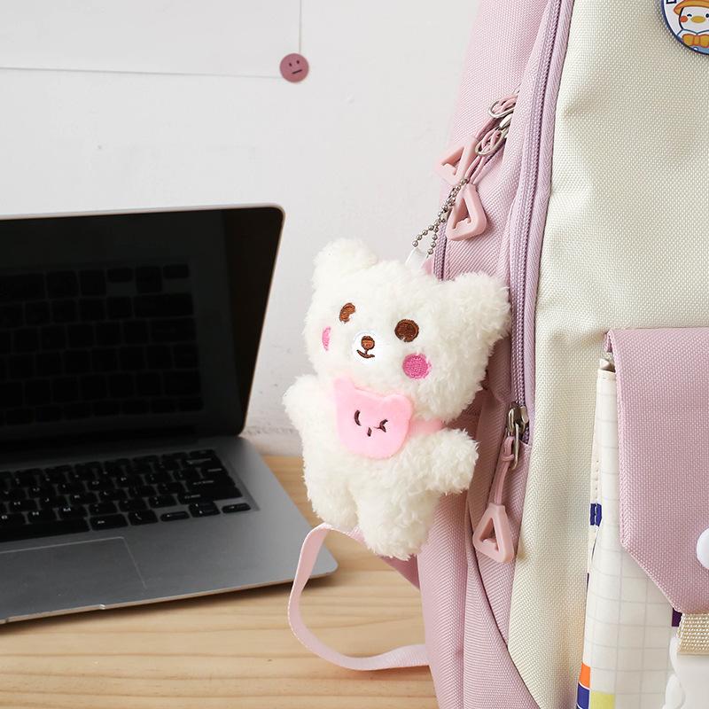 School Bag Campus Backpack Four-piece Contrasting Color New Primary School School Bag Female Large-capacity Junior High School Backpack