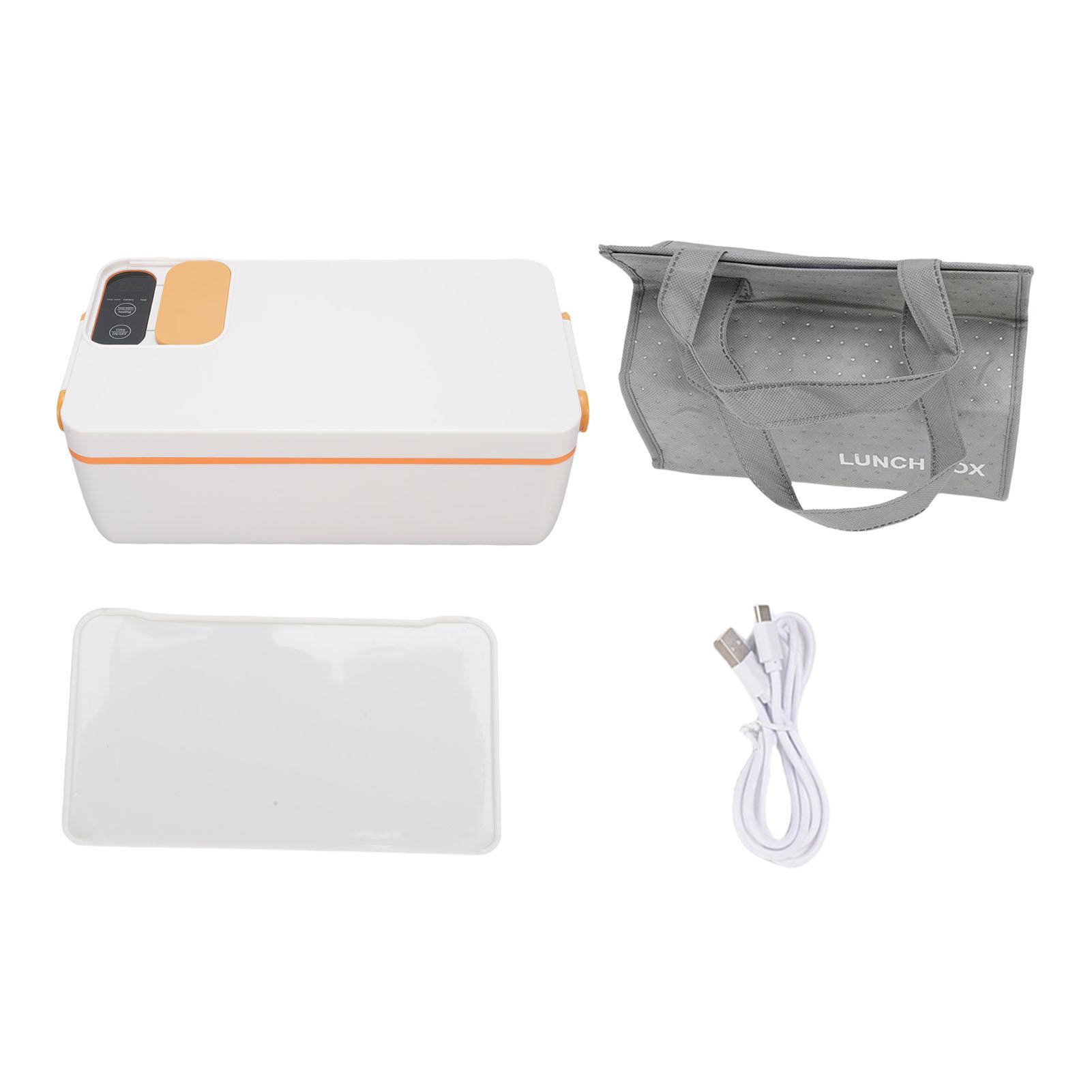 Konnwei White Cordless Electric Lunch Box 40W Heated Lunch Box 1L 304 Stainless Steel Portable Food Warmer Battery Powered For Travel