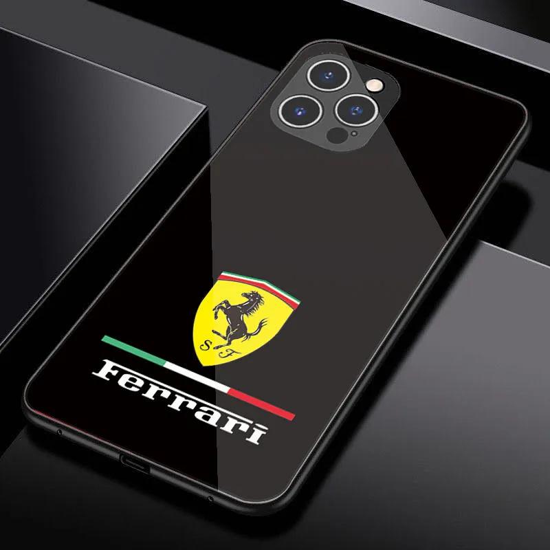 Závodní tvrzené sklo pro telefon pro Ferrari 458 488 599 612 FF F12 Pro iPhone 11 12 13 14 15 16 17Pro X XR XS Max Mini 7 8 Plus