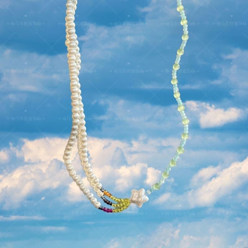 Summer Niche Handmade Color Dopamine Beaded Children's Fun Necklace Creative Cute Versatile Sweet Collarbone Chain