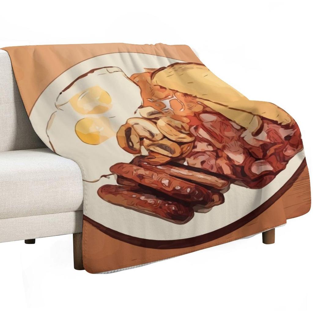 Full English Breakfast Throw Blanket Cozy Light Blanket for Travel Camping Picnic