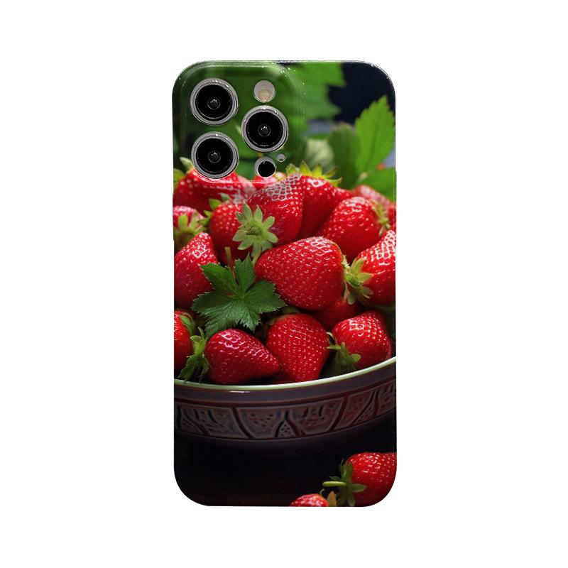 Fruit Fresh Red Strawberry for IPhone 15 Case Film 14 Promax for Apple Phone Case Protective Cover