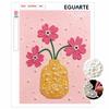 Pink Flower Vase Pearl Art Kit with Frame 3D Sparkling Canvas Painting Elegant Luxury Room Wall Decor Gift for Living Room and Bedroom Wall
