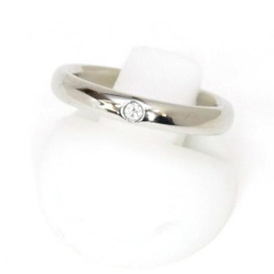 

USED TIFFANY & Co. Stacking Band Ring Diamond #6.5 Platinum Pt950 срібний