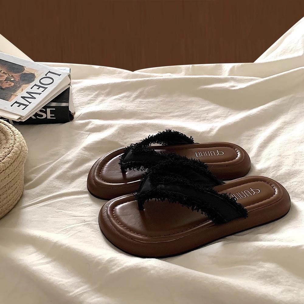 

Fashion Women Slippers New Retro Flip Flops Summer Fashionable Sandals Versatile Shoes Beach Vacation Home Sexy Slippers Slides Women 35 чёрный