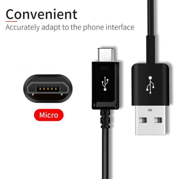 Couleur blanche Longueur 100cm Câble de chargeur original Samsung, cordon de charge rapide, micro USB, 2A, transfert de données po