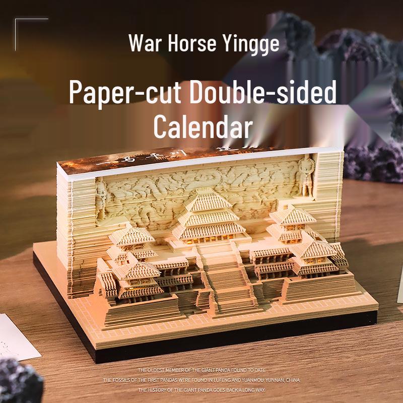 Xi'an Scenic Area 3D Paper Carving Calendar and Sticky Notes Desktop Ornament