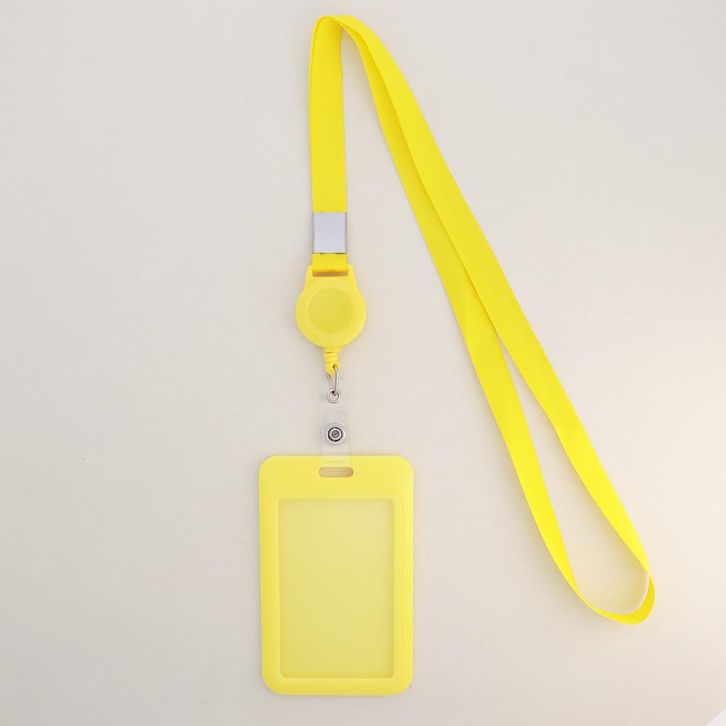 Pure Color Retractable Badge Reel Retractable Teacher Lanyard with Name Card Badge Holder Neck Strap Keychian Accessories Gift