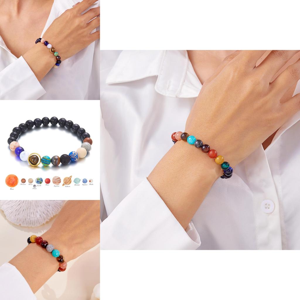 Natural Stone Constellation Bracelet With Handcrafted Planet Design For Couples And Travel Gift
