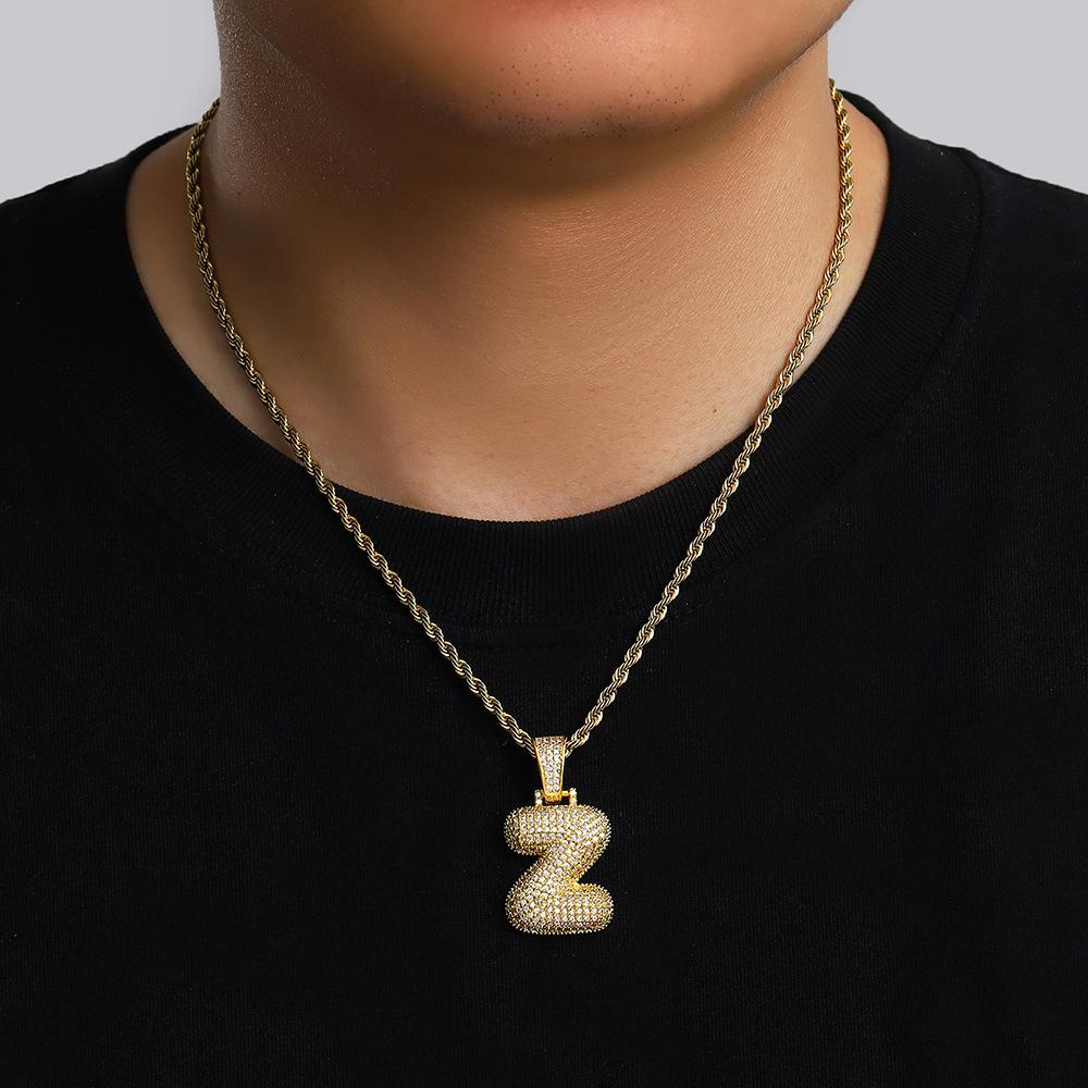 Hip Hop 26 English Letter Pendant Rap Simple Fat Letter Pendant Unisex Necklace