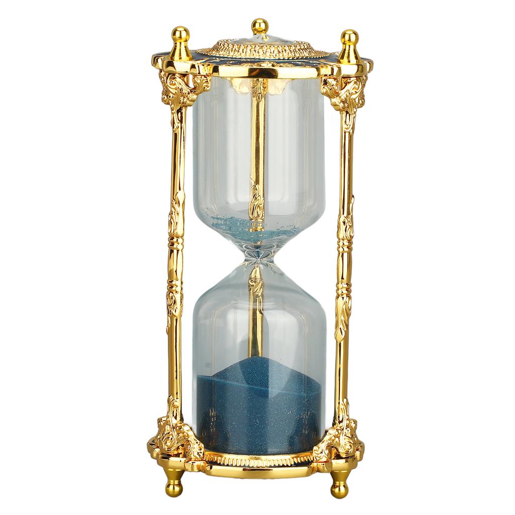 Sand Clock Timer 15 Minutes Metal Watch Home Desk Office Decor Hourglass Ornament Blue