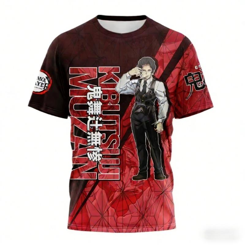 2026 New Demon Slayer Daki & Gyutaro T Shirt For Men 3D Print Anime Graphic Tee Short Sleeve Round Neck Casual Streetwear Tops