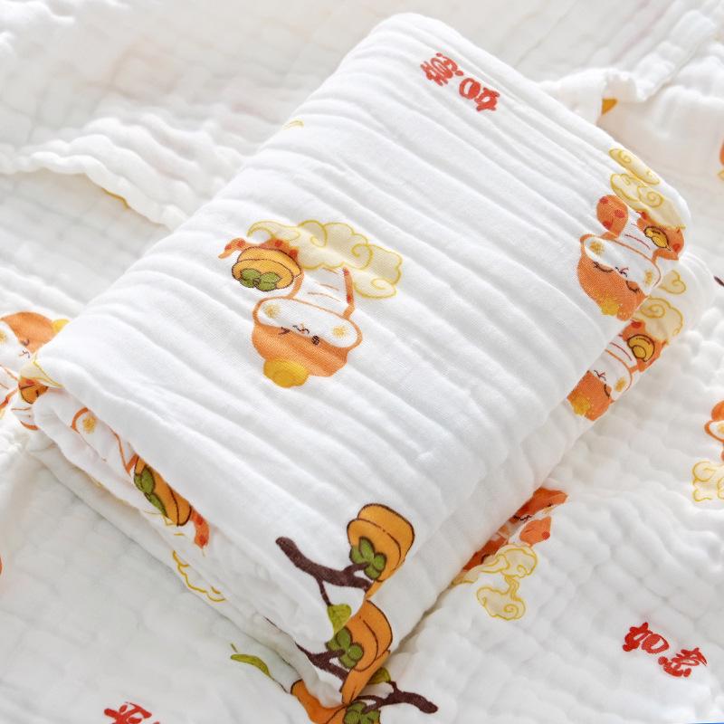 High-Density Six-Layer Pure Cotton Baby Bath Towel and Swaddling Blanket for Newborns and Children