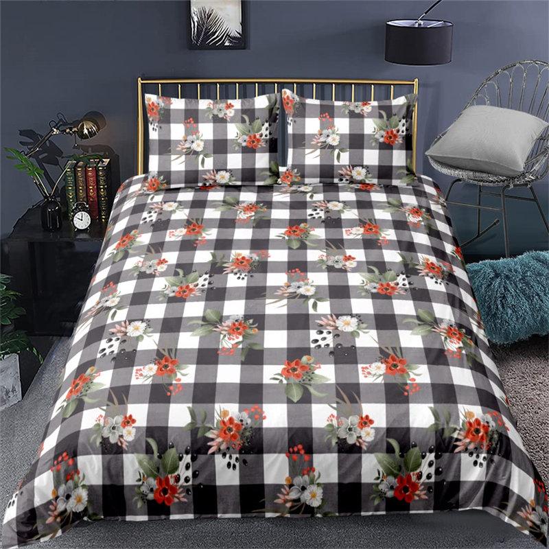 Vibrant Botanical Floral Duvet Cover Twin Size Lotus Flower Leaves Bedding Set Soft Tropical Palm Tree Quilt Cover Pillowcases