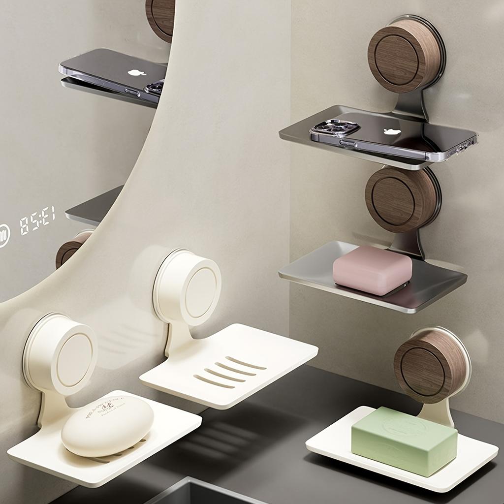 Powerful Adhesive Soap Dish with Suction Cup,Soap Drainage Holder Ideal for Home Bathroom Sink Wall-Mounted Soap Storage Rack