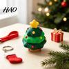 Christmas Tree Pendant Fidget Clicker Keychain, 3D Printed Shaped Stress Relief Desktop Ornament Toy, Holiday Sensory Figure Key Ring Accessory