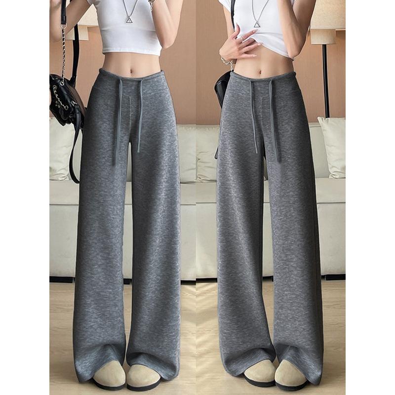 Sweatpants women's autumn new high waist and thin straight drape small casual wide-leg sweatpants
