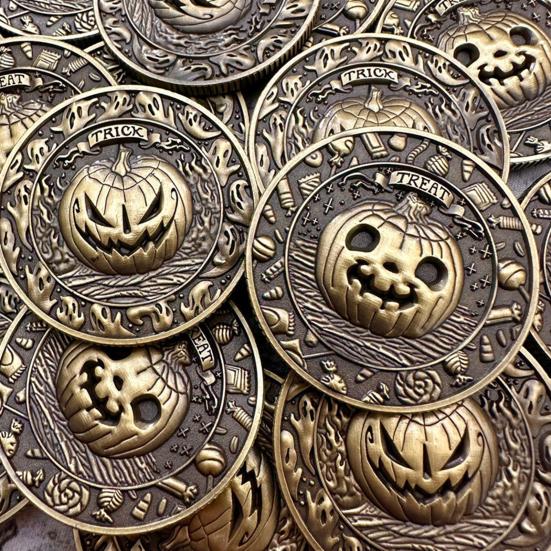 Halloween Coin Festive Trick-or-Treat Coins with Pumpkins Artistic Handmade Commemorative Coins Decision Maker Yes/No Coins