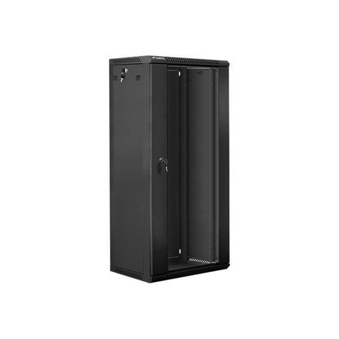 Armoire Rack Murale Lanberg 27U 19" Noir RAL 9004 - Verrouillable, Aérée, Avec Porte En Verre Trempé