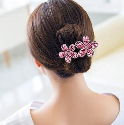 Koreanischer Stil Strass-Duttblume Haarspange - Elegantes Accessoire für den Hinterkopf