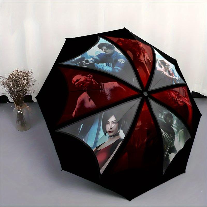 1pc Resident Evil Characters Auto Open/close, 8-Rib Iron Frame, Compact Folding Umbrella All-Season Portable Umbrella for Travel