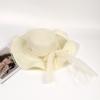Summer big-brimmed beach hat women's pearl mesh yarn knot straw woven beige sun hat, tide sunscreen, sunshade straw hat women