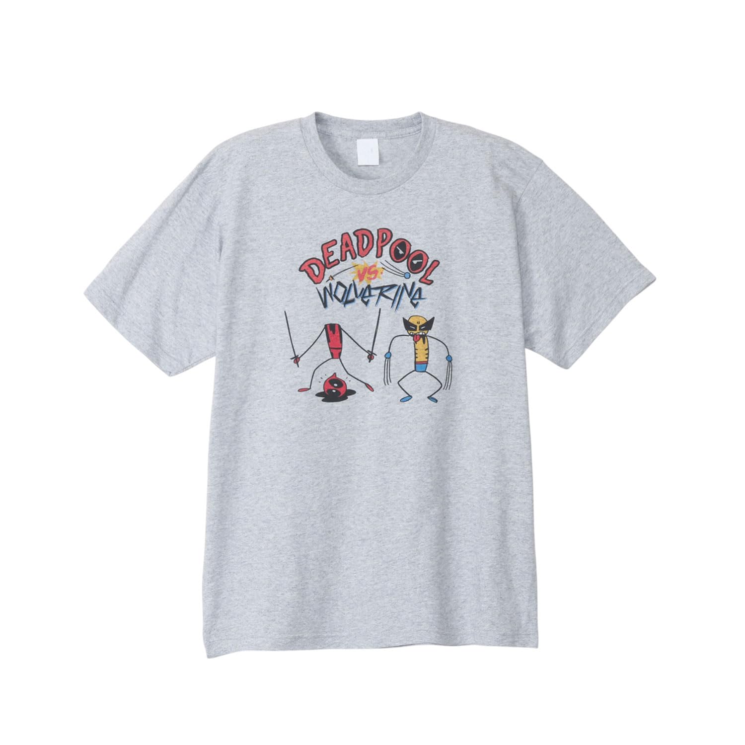 

Small Planet Marvel 50 Design T-Shirt 45/Wolverine vs. Deadpool, Size L, Heather Gray