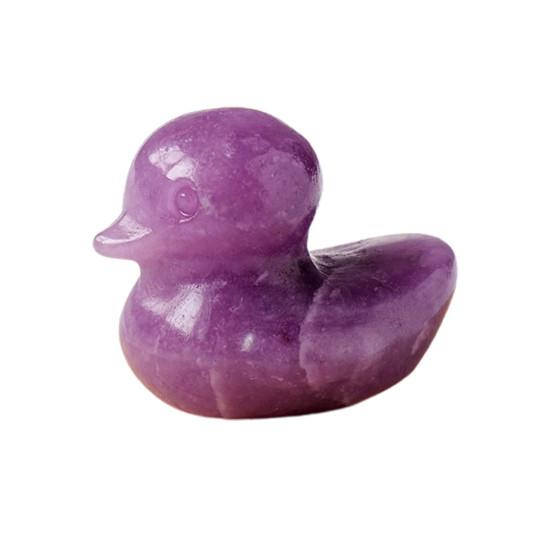 Cute Natural Stone Duck Ornament Positive Healing Energy Colorful Small Hand-carved Duck Animal Figurine Statue Desktop Decoration Birthday