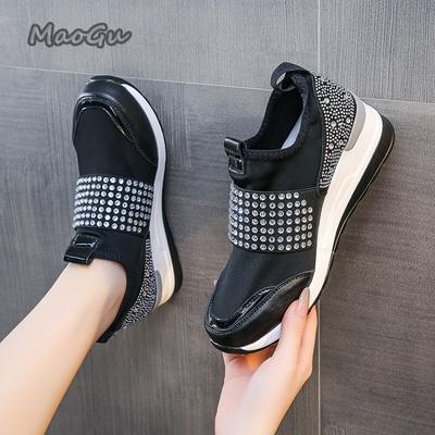 Mode Damen-Sneakers Strass Keilabsatz Bequem Leicht Fahrschuhe Freizeitschuhe für Damen Mode Zapatillas De Mujer