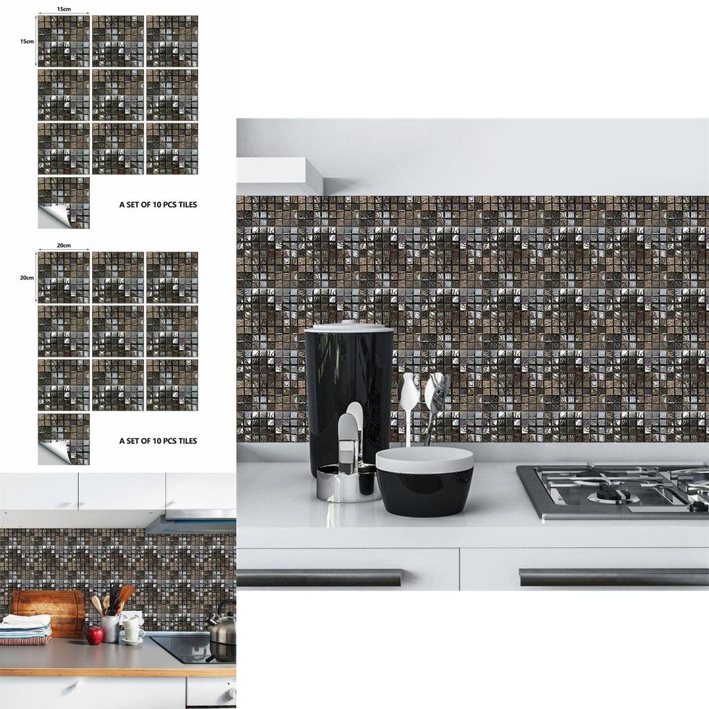 Abstract Mosaic Ceramic Tile Sticker For Home Renovation Waterproof Kitchen And Bathroom Decoration