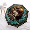 Glass Cats Symbols pattern umbrella, portable and foldable design, 8 ribs, a casual accessory for Halloween, Christmas, and birthday gifts.