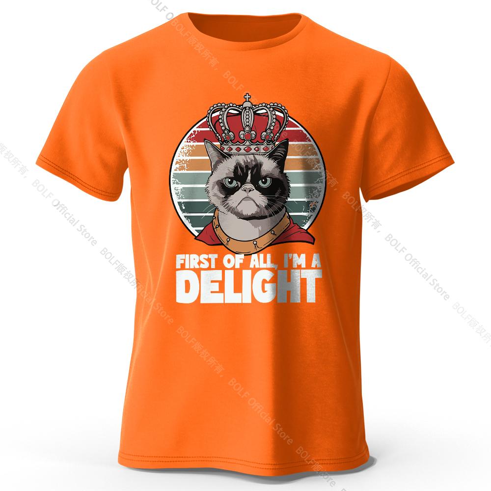 Men's First of All I'm A Delight Printed T-Shirt 100% Cotton Oversized Sassy Graphic Tees for Women Summer Confidence Streetwear