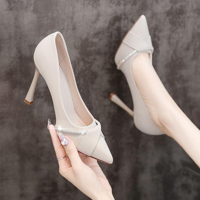 2025 Summer New Fashionable women shoes Ladies' sexy temperament slim heels Simple versatile shallow high-heeled women shoes