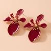 Marbled Enamel Flower Earrings with Polished Gold Trim Lovely Chic Design for Wedding Prom Party Gift for Her