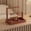 Wood-Look Jewelry Stand with Raised Tray Functional Tabletop Organizer