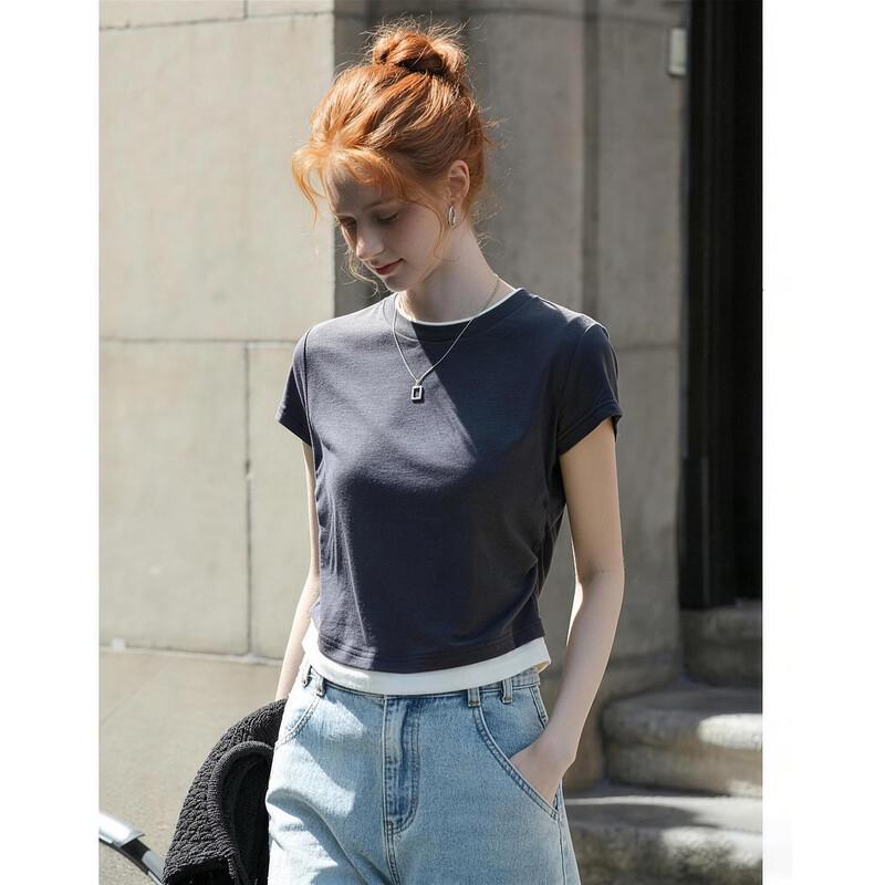 Demana Lyocell Blend Contrast Trim Short Sleeve T-Shirt S