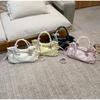 Brand Bow Lace Tote Bag Women Large Capacity Star Charm Handbag Soft Leather Drawstring Shoulder Bag Korean Commut Bucket Bag
