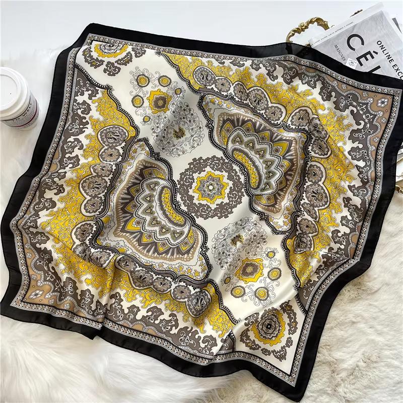 1PS Fashion Scarf For Women Classic Square Scarves Spring And Summer Headscarf Breathable Lightweight Soft Satin Neckcheif