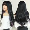 Professional  Loose Long Body Wavy Orange Wig for Women Daily Use Fashion Synthetic LightOrange Curly Hair Wigs with Bangs High Density 28Inch
