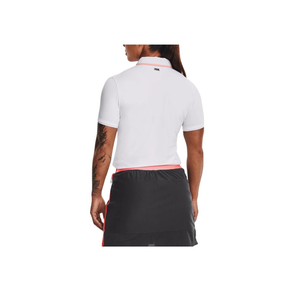 Under Armour Striped Pullover Polo Shirt Women Tops White 1370132-100