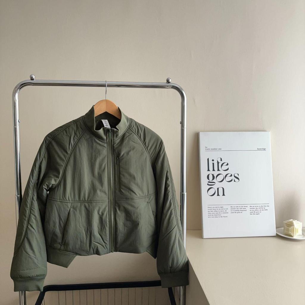 Lulu Women's Cotton-Padded Zip Cardigan with Stand-Up Collar