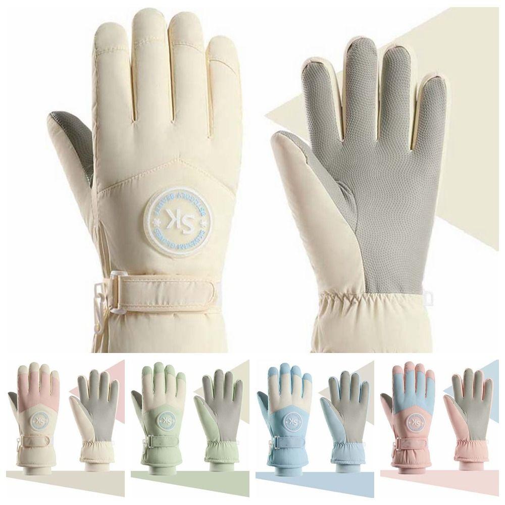 Soft Plush Thickened Gloves Oxford Cloth Finger Mittens Gift Unisex Windproof Gloves  Autumn