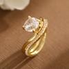 Elegant Style Zircon inlay Ring - Copper Material - Women's Elegant Ring for Business Casual Wear