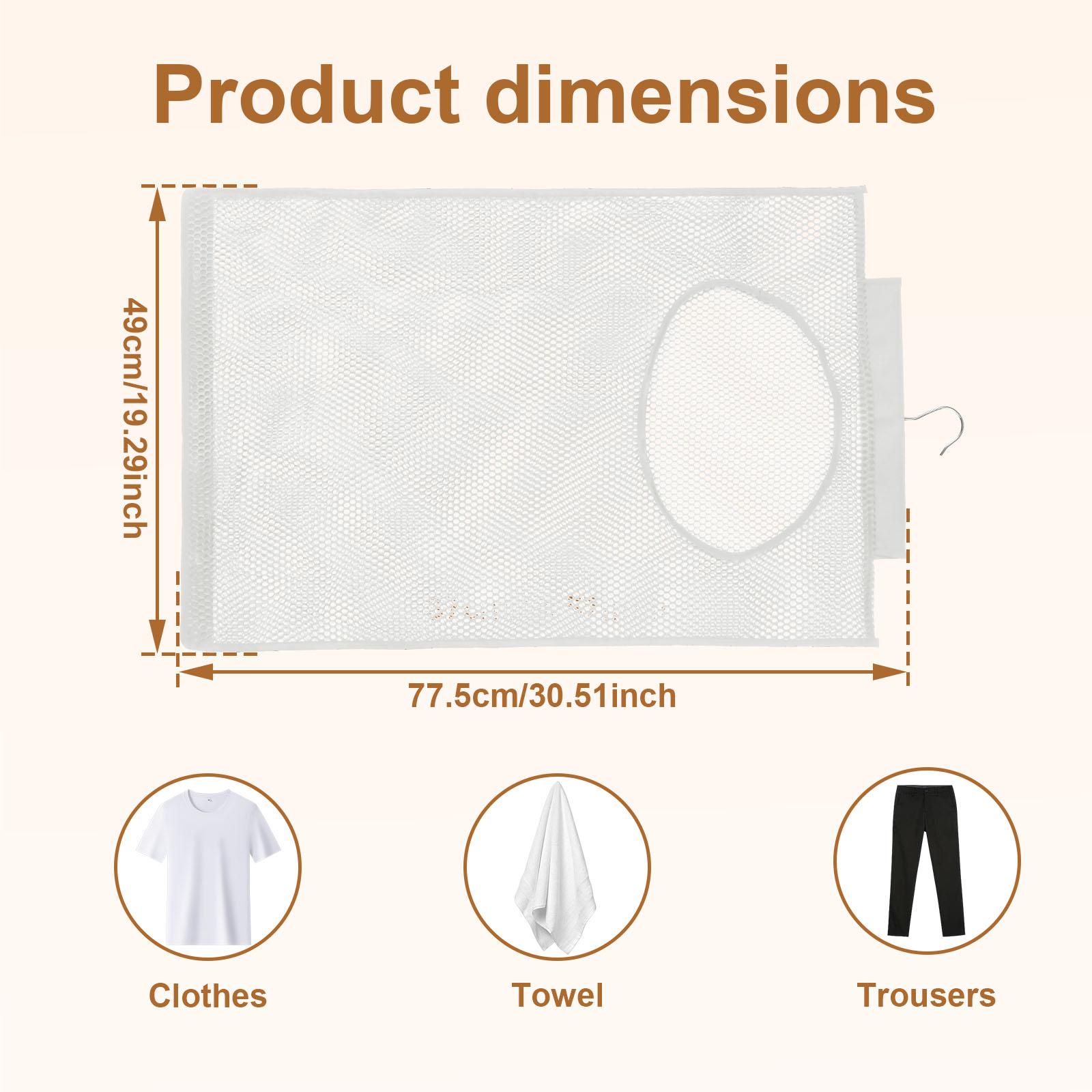 

Dirty Clothes Storage Bag Basket Foldable Laundry Basket Wall Hanging Household Clothing Organizer with Hook Bathroom Mesh белый