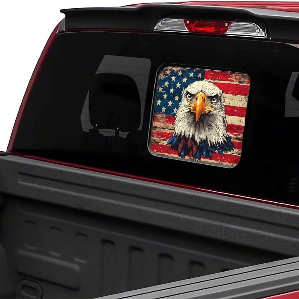 Eagle and USA Flag Pattern Decal for Truck Back Window,Car Decal and Sticker,Rear Middle Window Decal for Pickup Truck,Truck Back Window Decals 14.1W