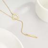 Stainless Steel Gold Color Heart Pendant Necklace For Women Simple Metal Long Pull Adjustable Chain Necklace Jewelry Gift