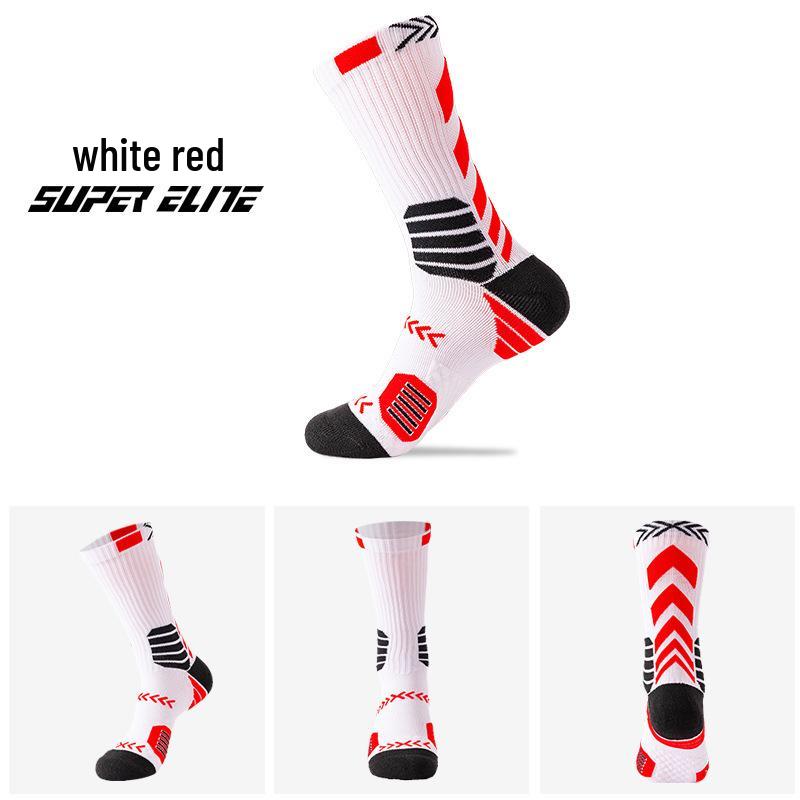 Men's Elite Basketball Socks: Trendy Color Block, Thick Terry Bottom, Sweat-Absorbent, Breathable, Professional Sports Socks.