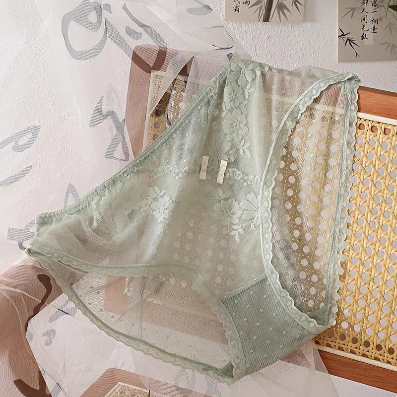Plus Size Lingerie Sexy Panties Women's Gauze Translucent Lace Underwear Women Court Aristocratic Style Women Bragas Sexy Briefs